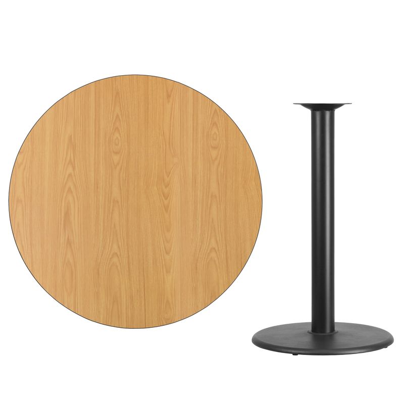 42'' Round Laminate Table Top with 24'' Round Bar Height Table Base - Walnut