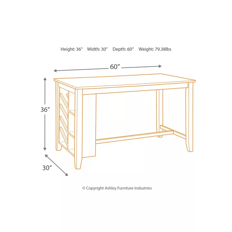 Rokane Rectangular Counter Table w/Storage