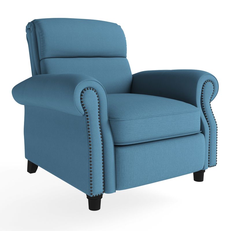 Copper Grove Jessie ProLounger Caribbean Blue Linen Push Back Recliner Chair - Caribbean Blue
