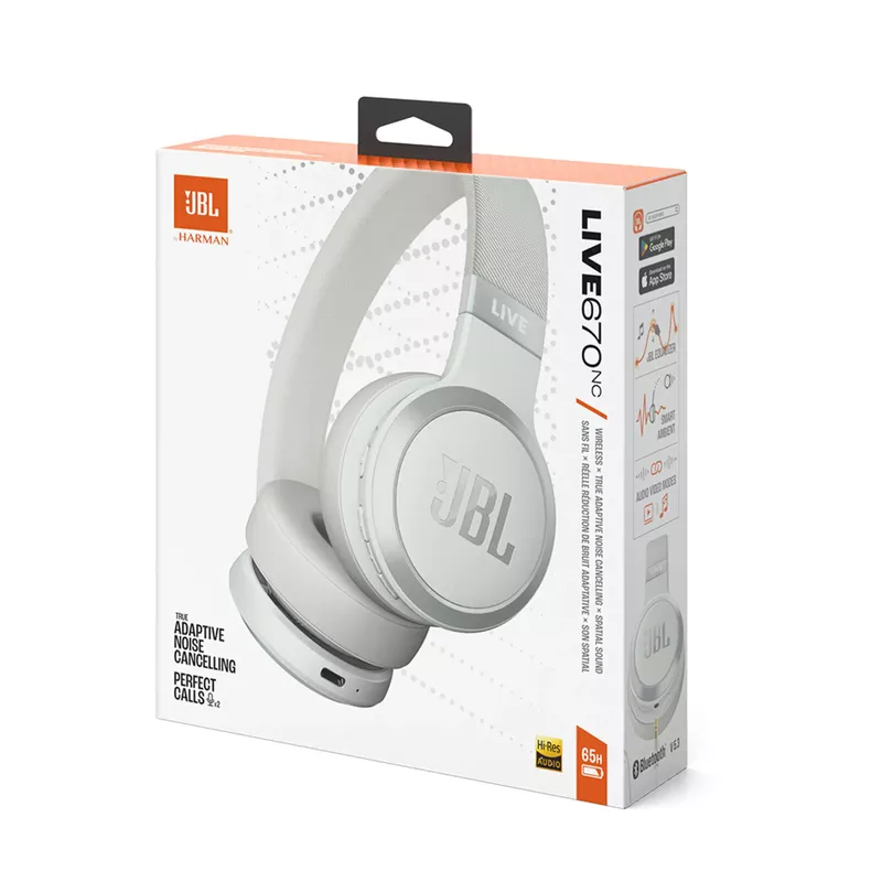 JBL - Live 670NC True ANC Wireless On Ear Headphones White