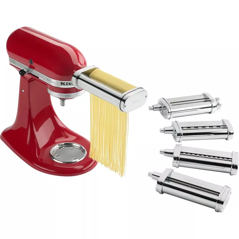 KitchenAid 5-PC. Pasta Deluxe Set for KitchenAid Stand Mixers - Pasta Roller w/ Cutters for Spaghetti, Fettuccine, Capellini & Lasagna