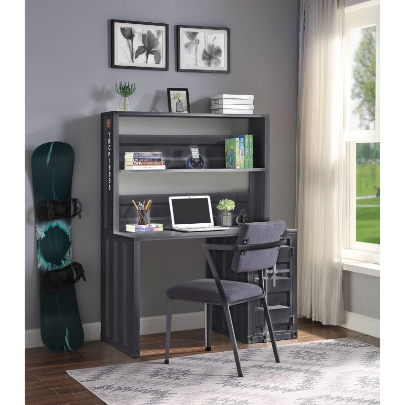 ACME Cargo Chair in Gray Fabric & Gunmetal - Black