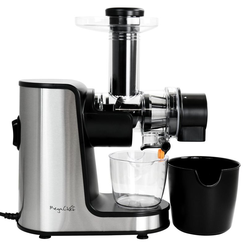 MegaChef Masticating Slow Juicer Extractor with Reverse Function, Cold Press Juicer Machine with Quiet Motor - Countertop - Silver -...
