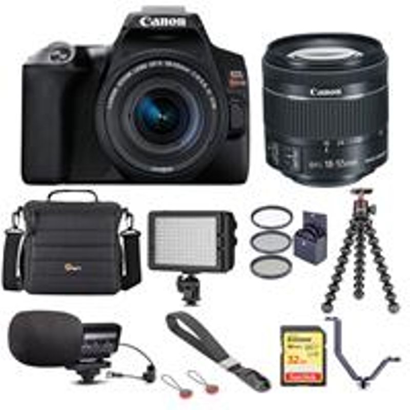 Canon EOS Rebel SL3 DSLR Camera with EF-S 18-55mm f/4-5.6 IS STM Lens Black - Bundle With Camera Case, 32GB U3 SDHC Card, Video Light,...