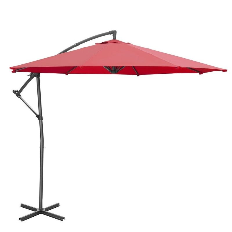 Ainfox 4 Pcs Rattan Sofa Set Patio Furniture - Red with Umbrella