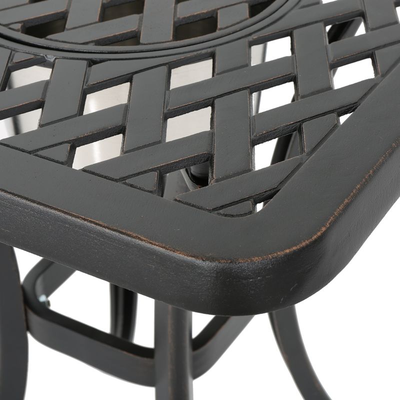 Austin Outdoor 3-piece Cast Aluminum Square Bistro Set by Christopher Knight Home - Shiny Copper