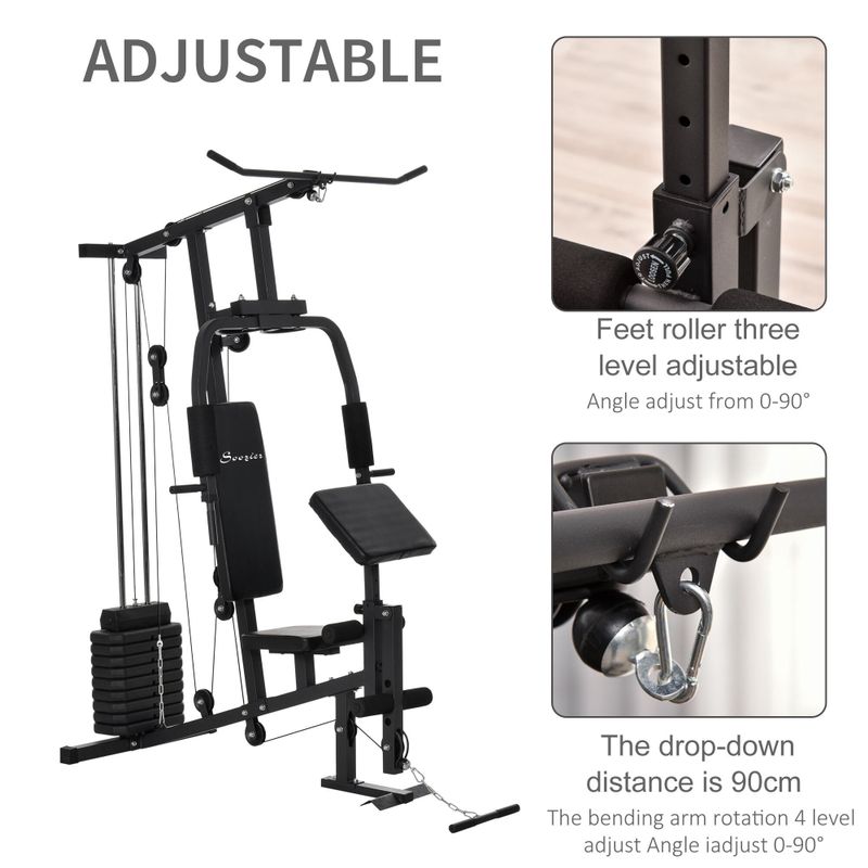 Soozier Home Power Tower Multifunction Workout Rack with Poll-up Stand & Dip Station, Weight Stack Machine for Whole Body - Black