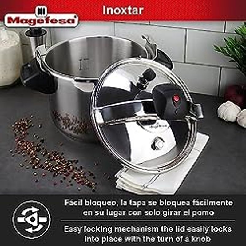 MAGEFESA  Inoxtar fast pressure cooker, 8.4 Quart, made in 18/10 stainless steel, suitable for all types of stovetops, included...