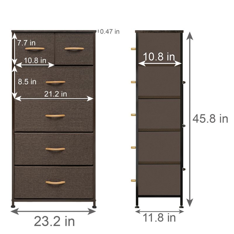 Pellebant Fabric Vertical Dresser Storage Tower with 6 Drawers - Brown - 6-drawer