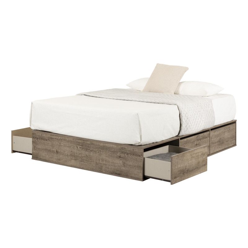 South Shore Fusion 6-Drawer Platform bed - Weathered Oak