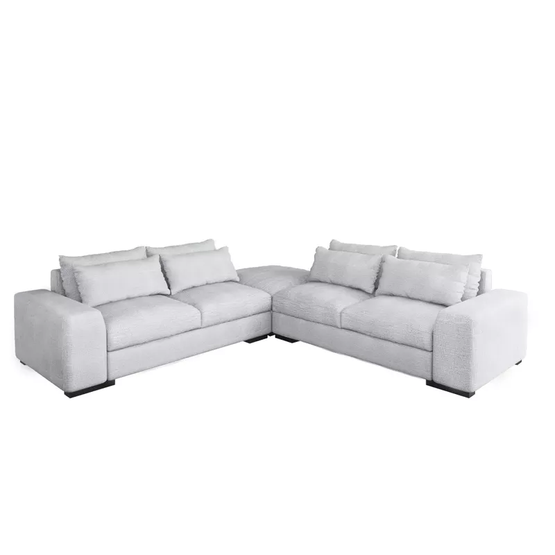 L-shaped Sectional Down Sofa and Chaise,Light Grey - Light Grey