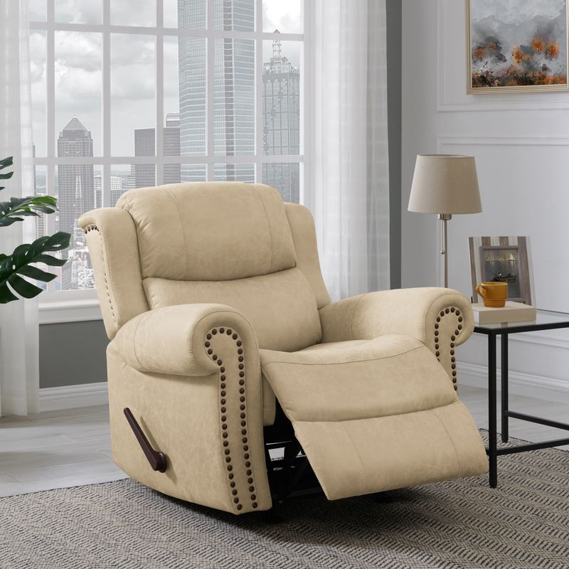 Copper Grove Dilsen Extra Large Rolled Arm Rocker Recliner Chair - Saddle Brown