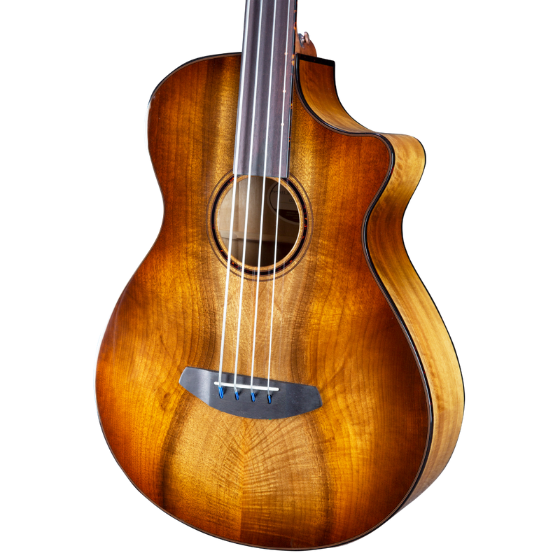 Breedlove Pursuit Exotic S Concerto CE Acoustic Electric Fretless Bass. Amber Myrtlewood