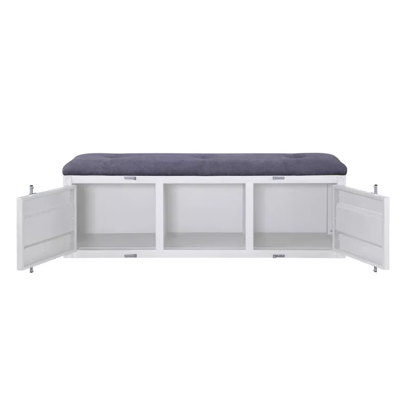 ACME Cargo Bench w/Storage, Gray Fabric & White