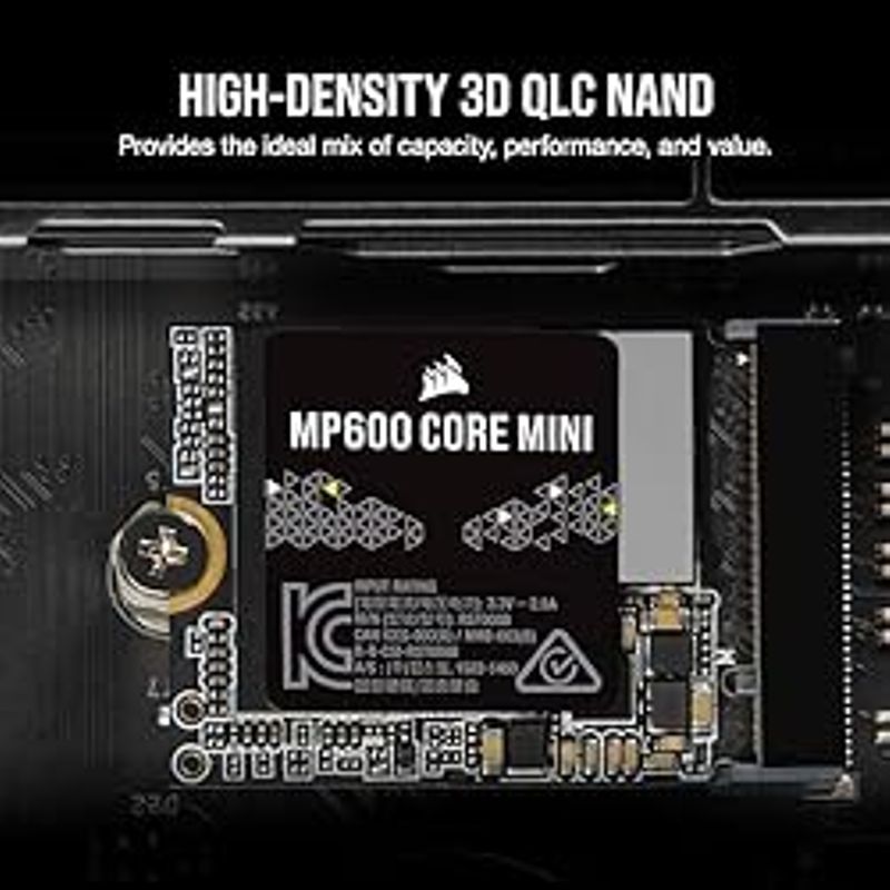 Corsair MP600 CORE Mini 1TB M.2 NVMe PCIe x4 Gen4 2 SSD  M.2 2230  Up to 5,000MB/sec Sequential Read  High-Density QLC NAND  Great for...