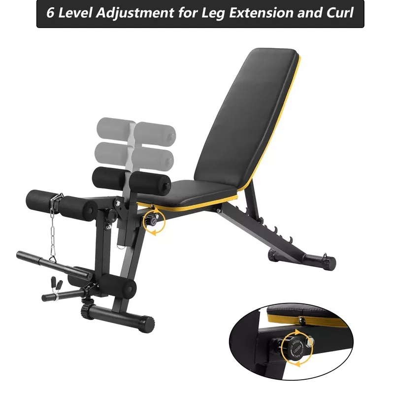 Ainfox Multi-Purpose Adjustable Weight Bench - Yellow