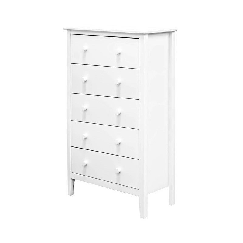 Adeptus Solid Wood Easy Pieces 5 Drawer Chest of Drawers - White - White - 5-drawer