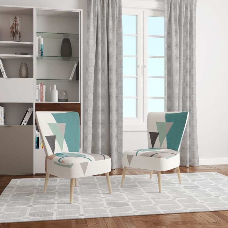 Designart 'Geometric Hexagons Pattern VI' Upholstered Transitional Accent Chair - Slipper Chair