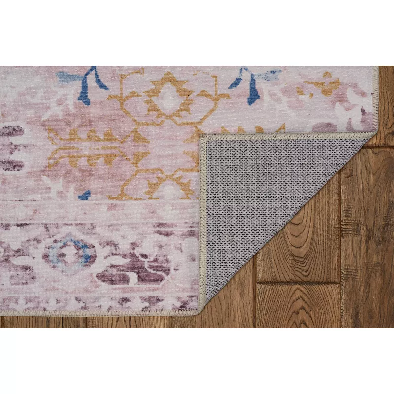 Wagner Pink And Gold 5X7 Washable Area Rug