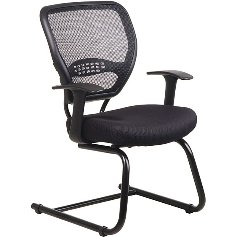 Office Star Professional Dark Air Grid Back Mesh Seat Visitors Chair - Air Grid Visitor Chair - Black Mesh Seat