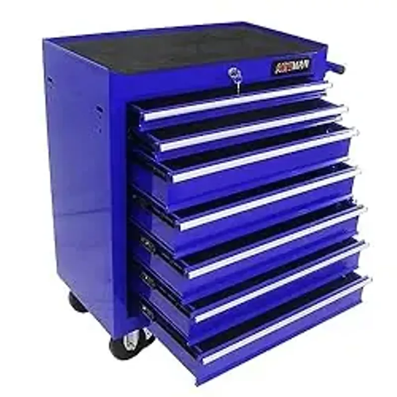 7-Drawer Rolling Tool Chest with Wheels,Tool Cabinet on Wheels with Keyed Locking,Multifunctional Tool Cart on Wheels,Tool Storage Organizer Cabinets for Garage,Warehouse, Repair Shop (Blue)