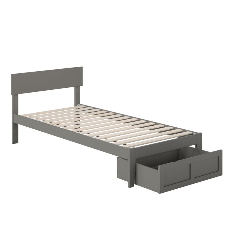 Boston Bed with foot drawer - Grey - Full