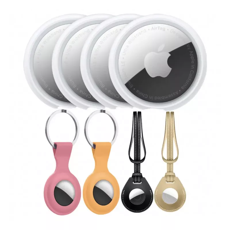 Apple Airtag 4 Pack Luggage Black/Beige Key Ring Pink/Orange