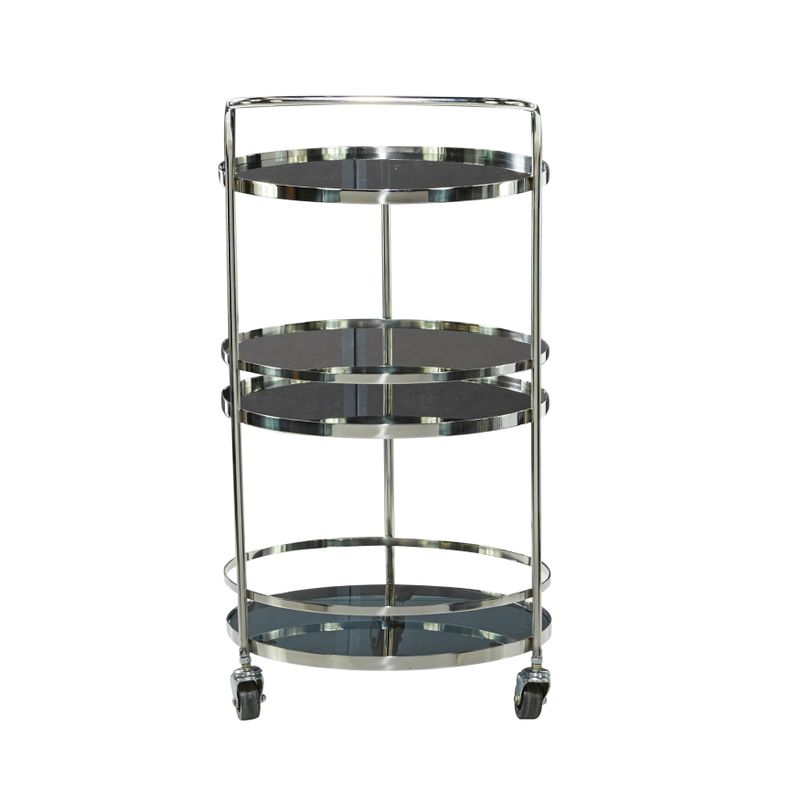 Silver Stainless Steel Contemporary Bar Cart 33 x 17 x 21 - 17 x 21 x 33 - Silver