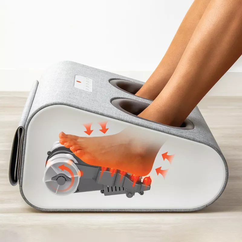 Sharper Image - Shiatsu Foot+ Compression and Rolling Massage with Heat - Gray