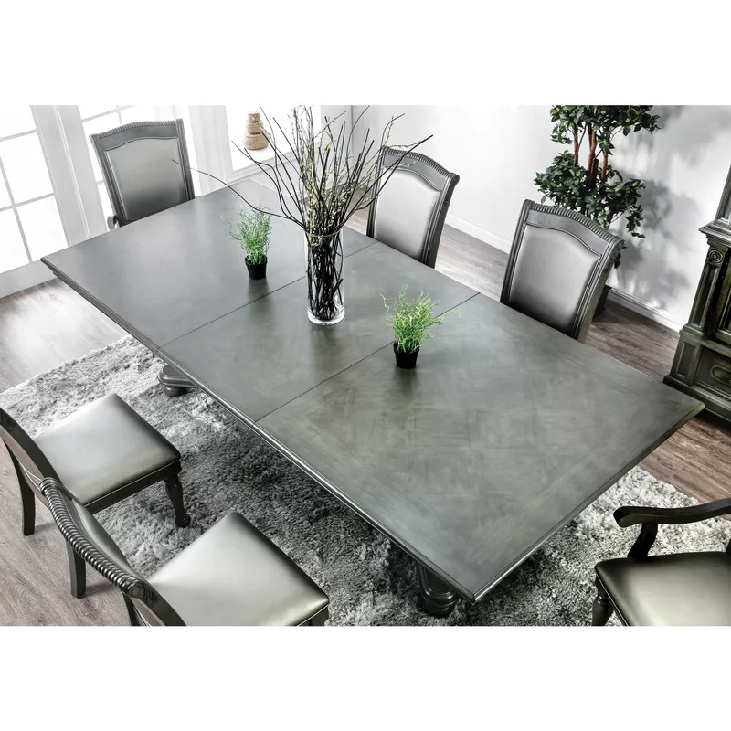 Transitional Wood Extendable Dining Table in Gray