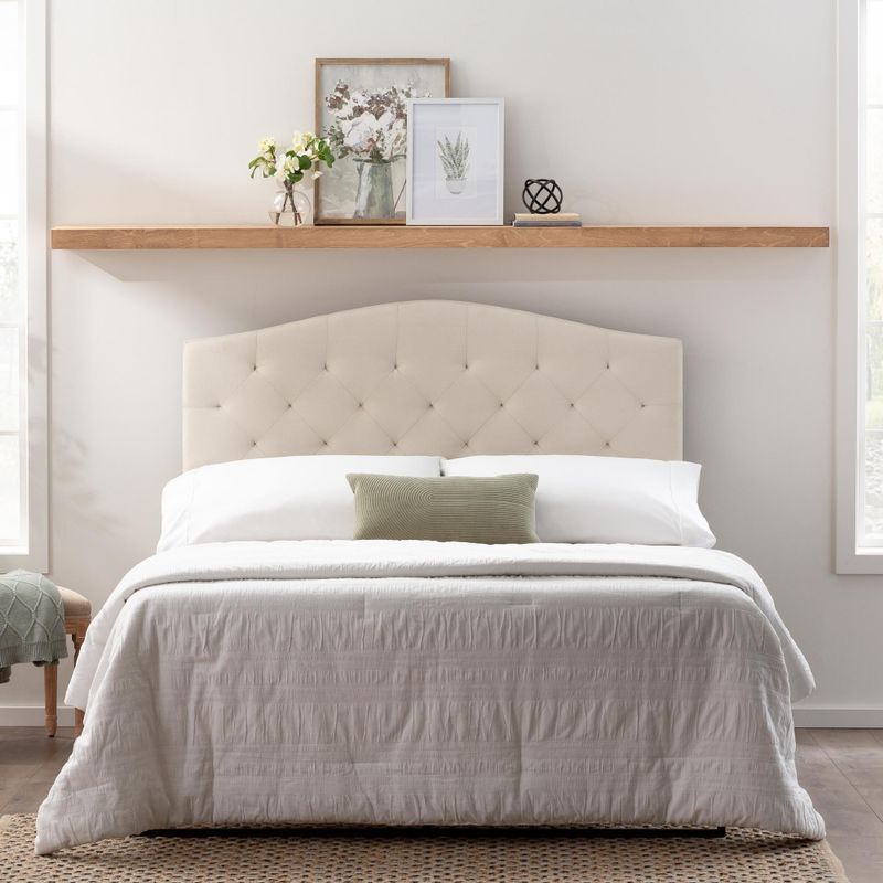 Brookside Liza Upholstered Curved and Scoop-Edge Headboards - Stone-Curved - Queen