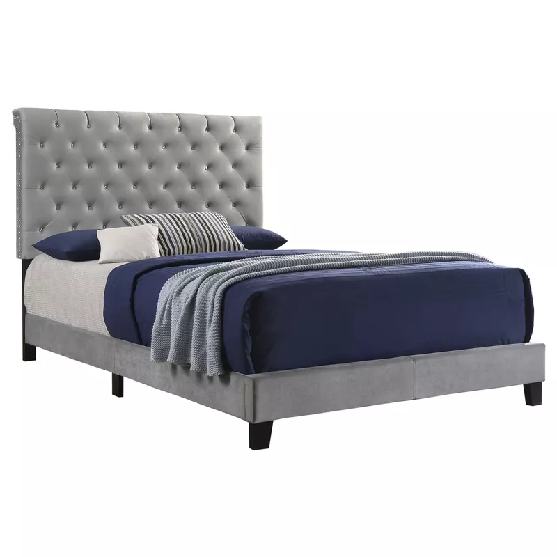 Warner Queen Upholstered Bed Grey