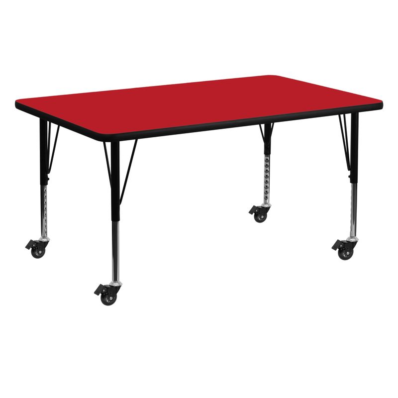Mobile 30''W x 60''L HP Laminate Activity Table - Adjustable Short Legs - Gray