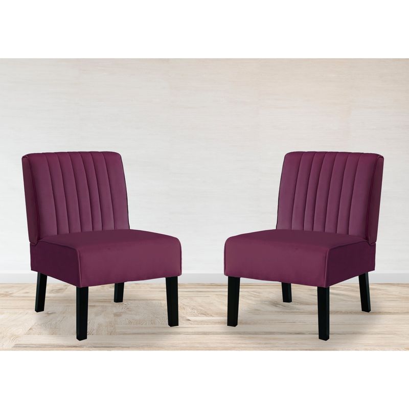 Nightingale Velvet Stripe Back Accent Chair Set of 2 - Grey