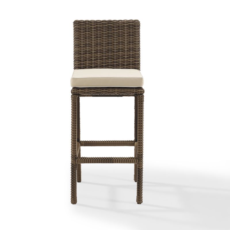Bradenton Outdoor Wicker Bar Height Stools with Sand Cushions (Set of 2) - Brown