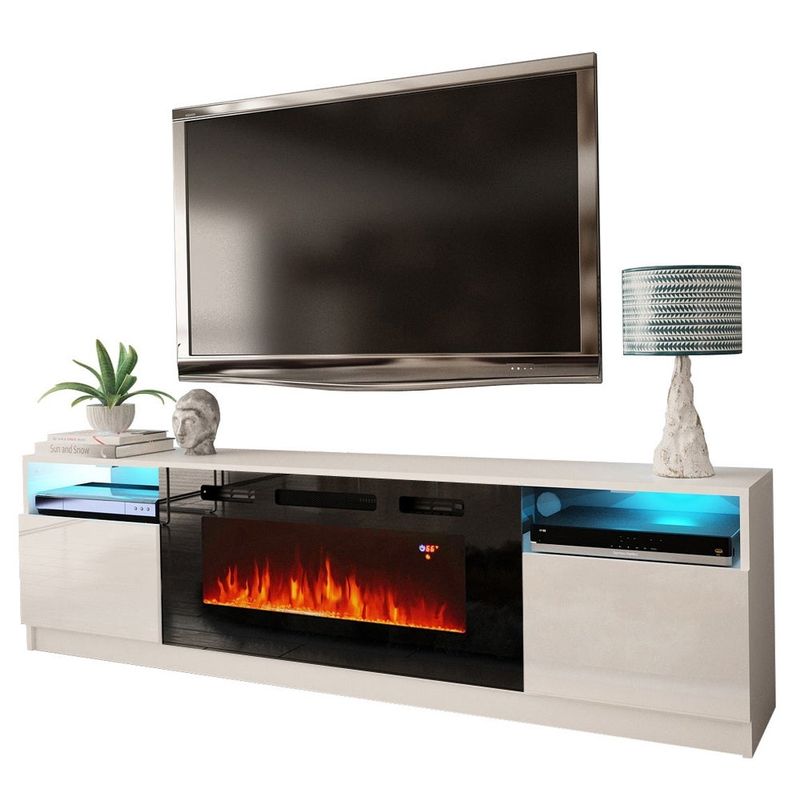Strick & Bolton Amsden Electric Fireplace TV Stand - White