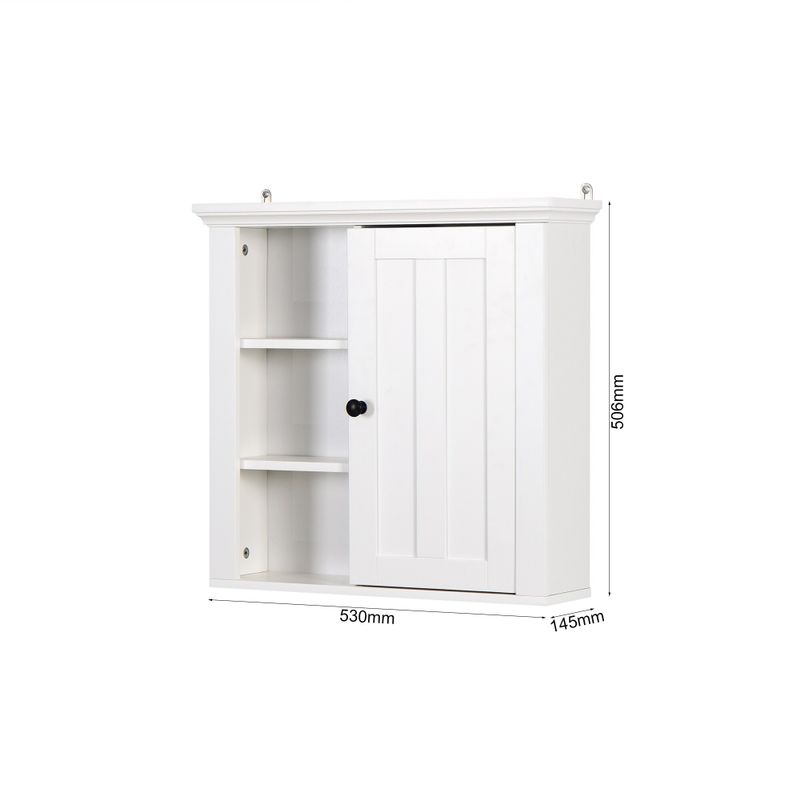 Mordern Bathroom Wooden Wall Cabinet with a Door - White - Wood Finish