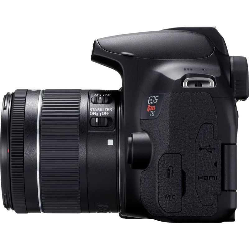 Alt View Zoom 1. Canon - EOS Rebel T8i DSLR Camera with EF-S 18-55mm Lens - Black