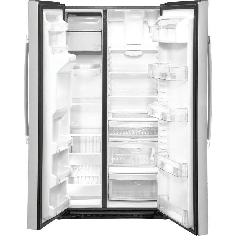 Left Zoom. GE - 21.8 Cu. Ft. Side-by-Side Counter-Depth Refrigerator - Stainless steel