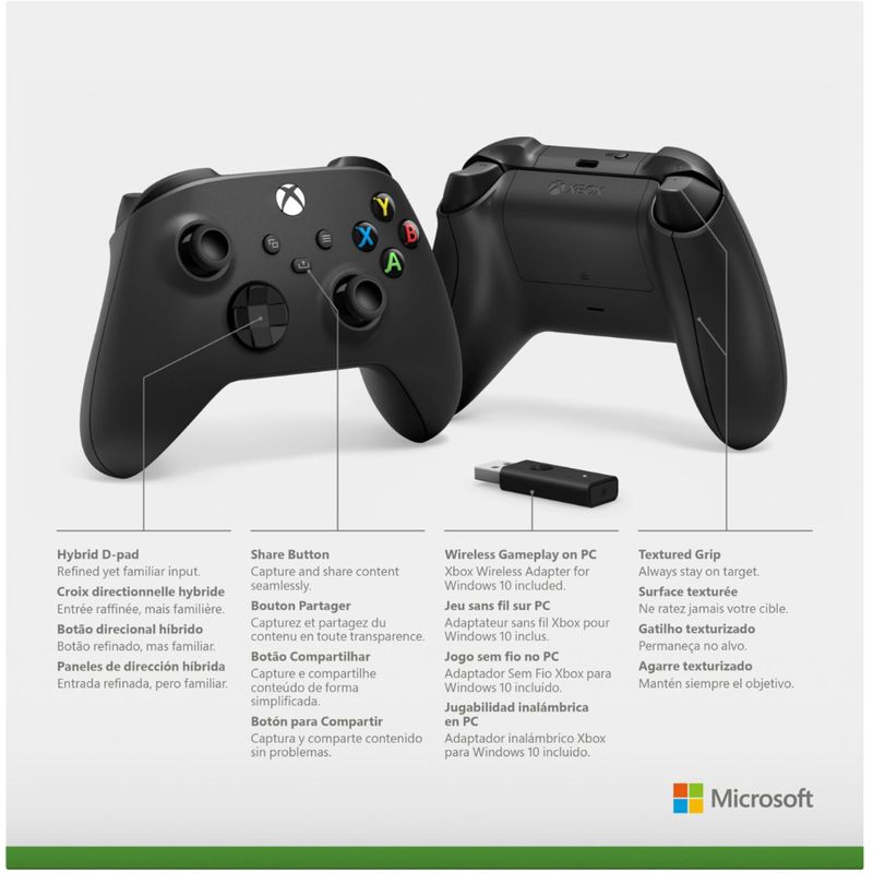 Alt View Zoom 14. Microsoft - Xbox Wireless Controller for Windows Devices, Xbox Series X, Xbox Series S, Xbox One + Wireless Adapter - Carb
