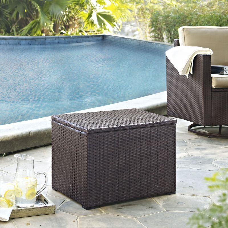 Palm Harbor Outdoor Brown Resin Wicker and Steel Cooler - Palm Harbor Outdoor Wicker Cooler