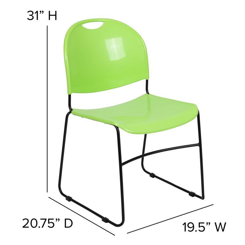 5 Pack Ultra-Compact School Stack Chair - Office Guest Chair/Student Chair - Green Plastic/Black Frame