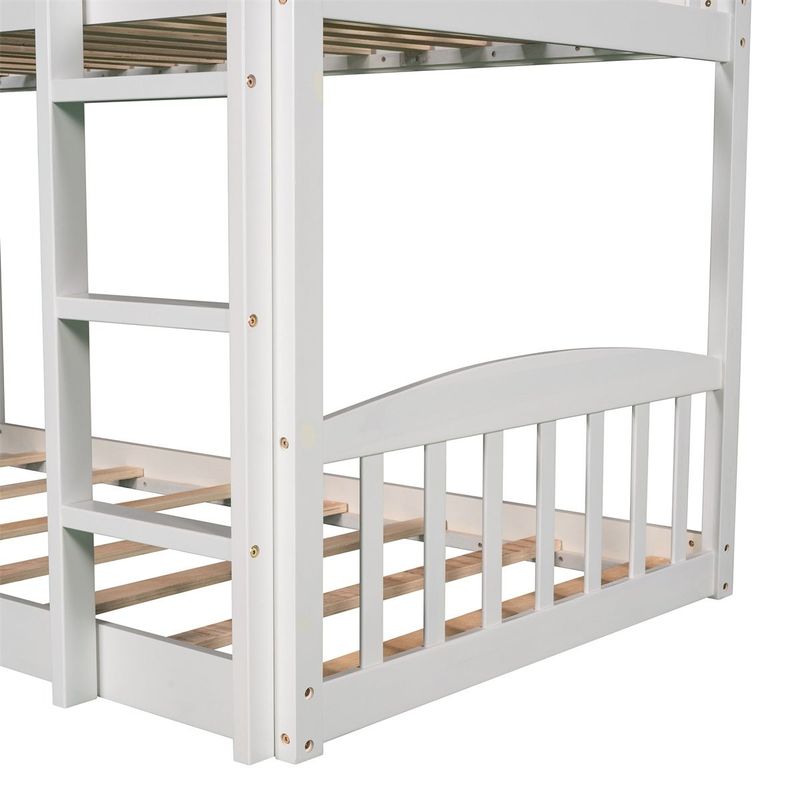 Merax House Twin over Twin Bunk Bed with Slide for Kids - White