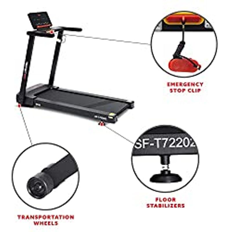 Sunny Health & Fitness Interactive Slim Auto Incline Treadmill with Exclusive SunnyFit App Enhanced Bluetooth Connectivity  SF-T722022