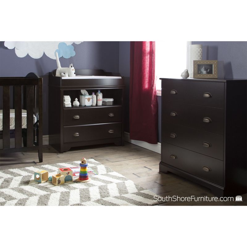 South Shore Fundy Tide Changing Table and 4-drawer Chest - Fundy Tide Changing Table and Chest in Espresso