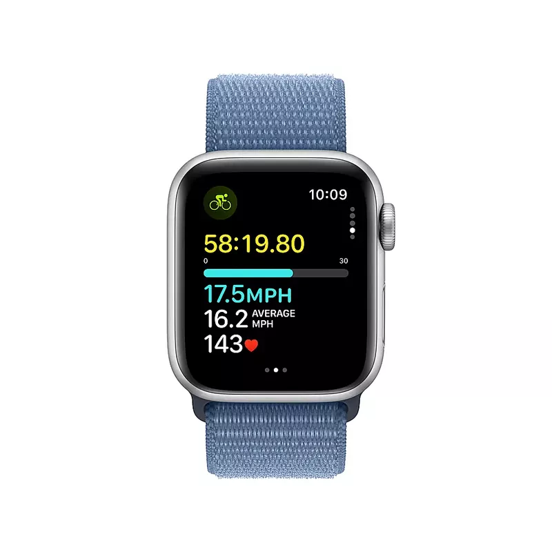 Apple Watch SE 2nd Generation (GPS) 44mm Silver Aluminum Case with Winter Blue Sport Loop - Silver