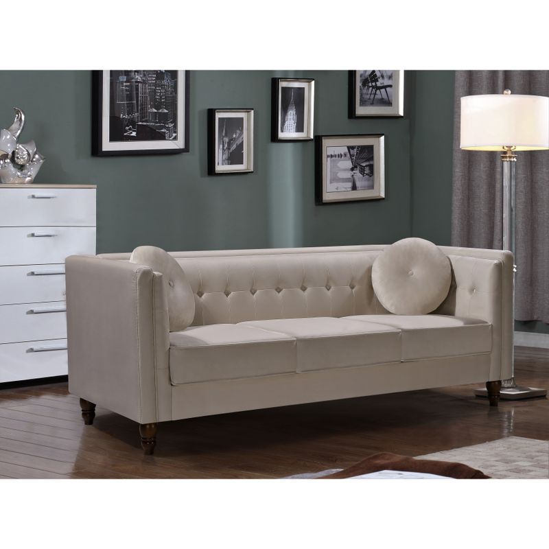 Angie Classic Kittleson Chesterfield 3-Piece Set-Loveseat Sofa & Chair - Grey