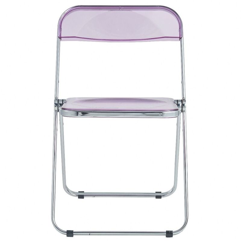 LeisureMod Lawrence Acrylic Folding Chair With Metal Frame - 30" - Transparent Black