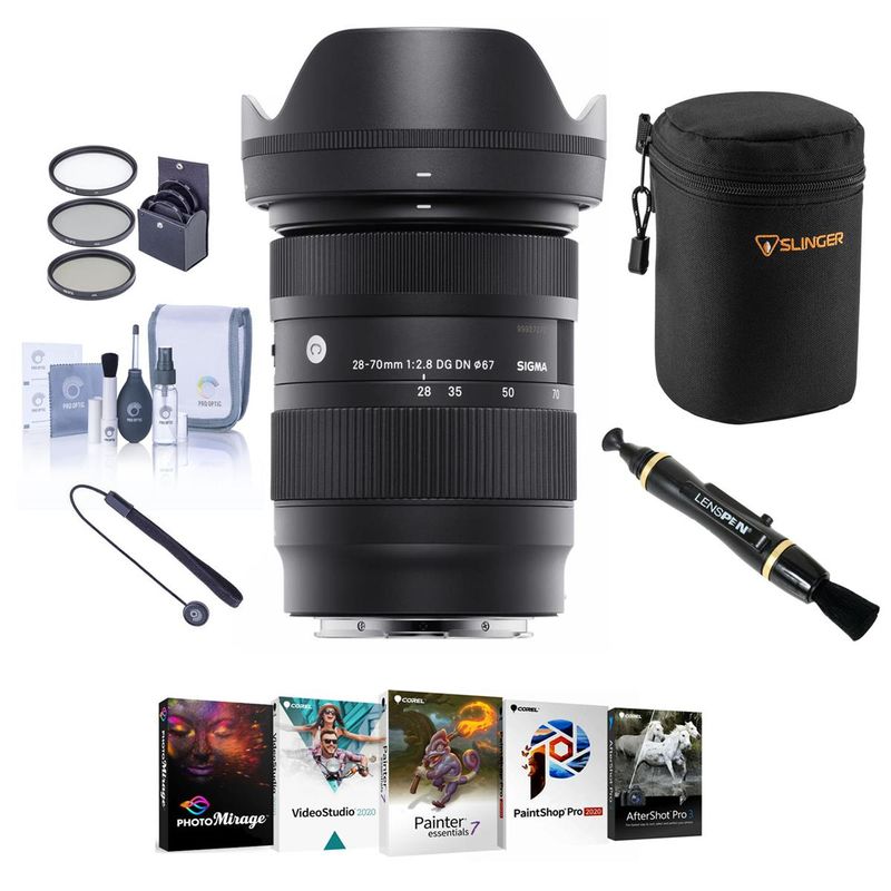 Sigma 28-70mm f/2.8 DG DN Contemporary Lens for Sony E-Mount Bundle with Corel PC Software Suite, Filter Kit, Case, Lens Cleaner,...