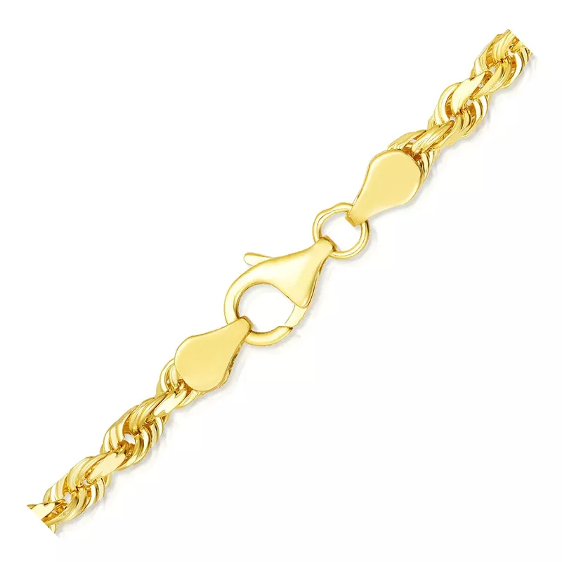 5.0mm 10k Yellow Gold Solid Diamond Cut Rope Bracelet (8 Inch)